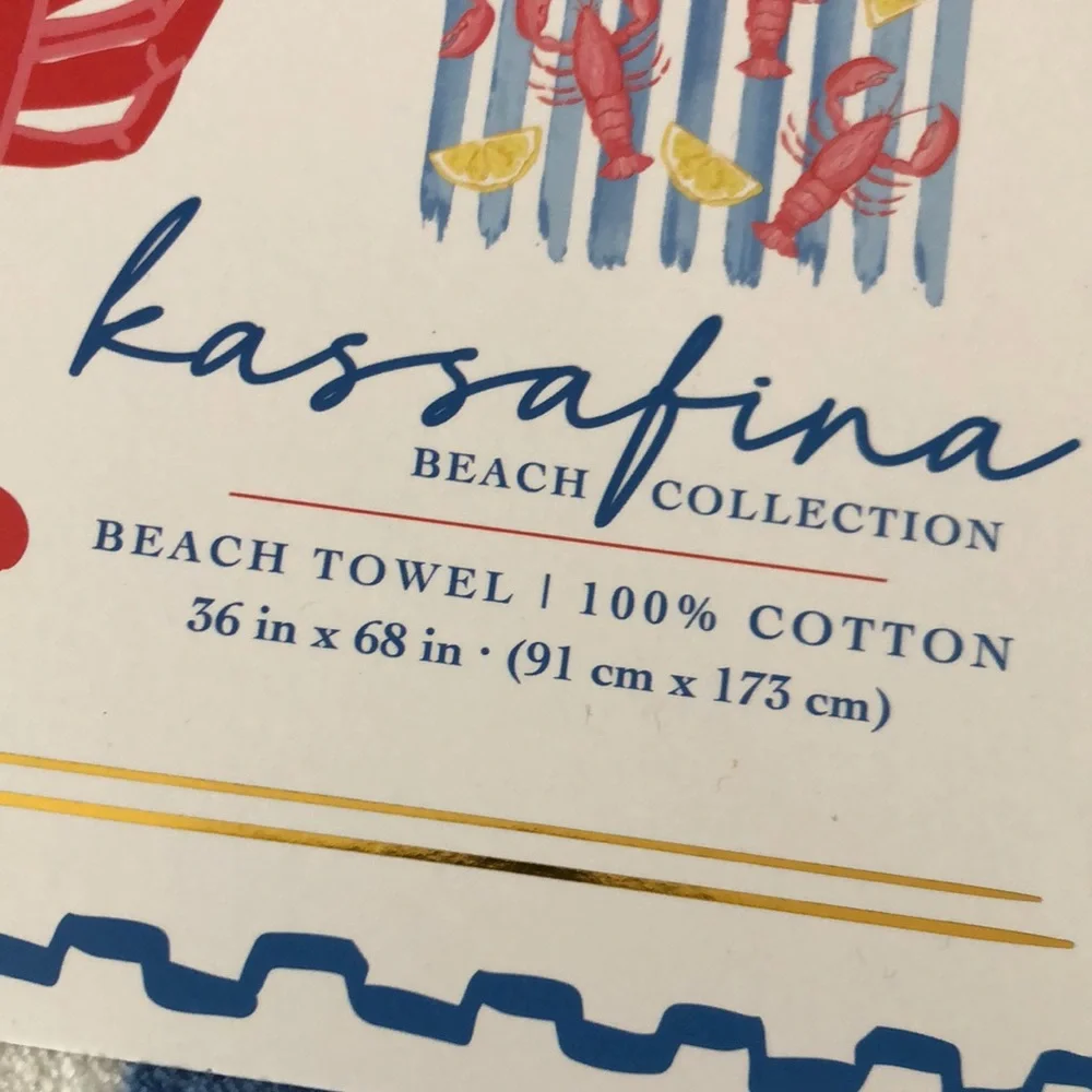 Kassafina Lobster and Lemon Striped Beach Towel